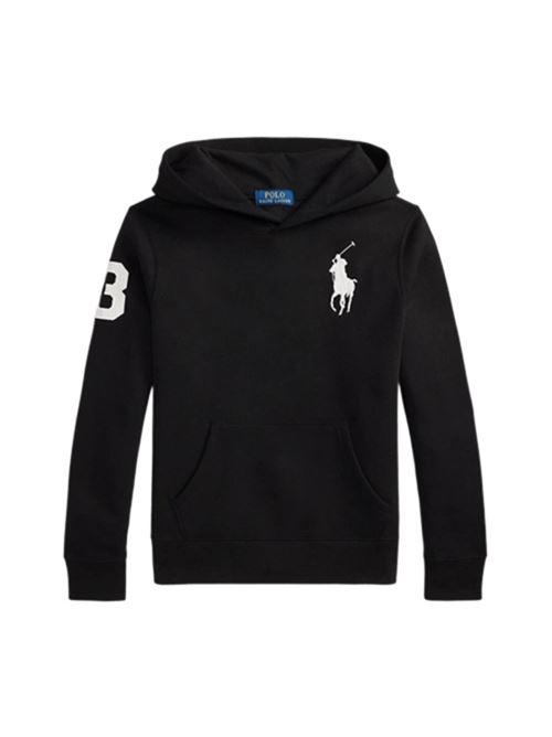 Felpa da bambino in misto cotone, BIG PONY, cappuccio, colore nero. POLO RALPH LAUREN | 323979316002